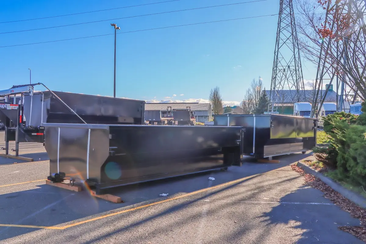 Roll-off dumpster ready for waste disposal at job site for Yard Waste Dumpster Rental in Canterbury